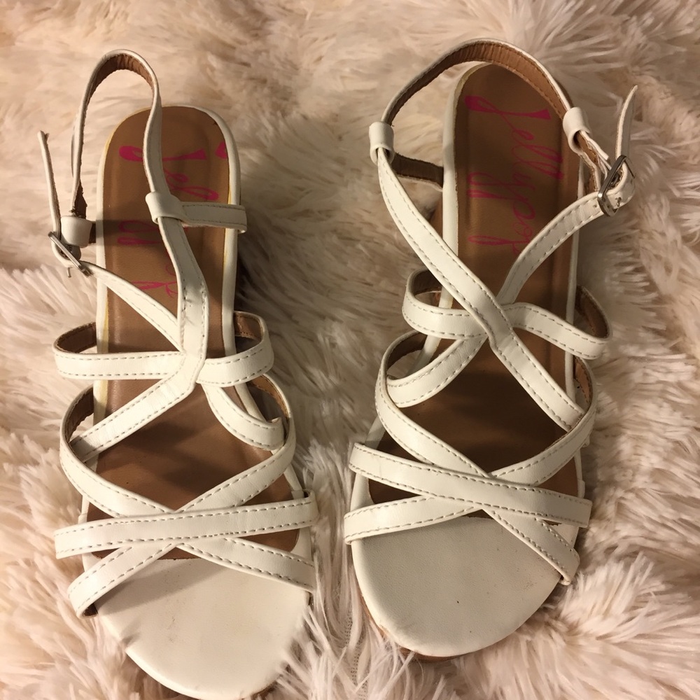 white strappy wedges
